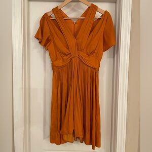 By Anthropologie Deep V-neck Vibrant Mini Dress